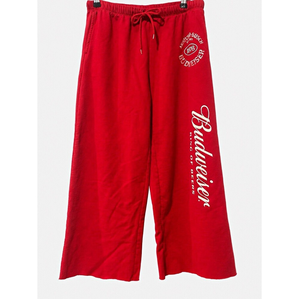 Budweiser Anheuser-Busch Red Cropped Sweatpants Women’s M 8/10 Raw Hem